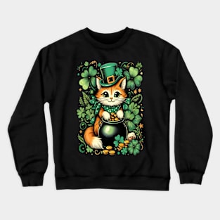 Funny cat shamrock Crewneck Sweatshirt